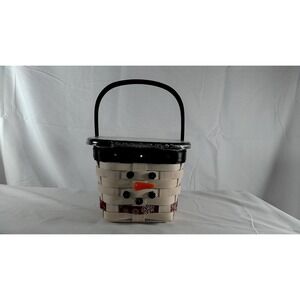 Longaberger Mr. Flurry Face Snowman Basket Set with Lid and Protector - NEW